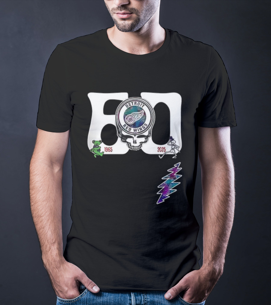 Detroit Red Wings Grateful Dead 60th Anniversary Bears 1965 2025 T-Shirt