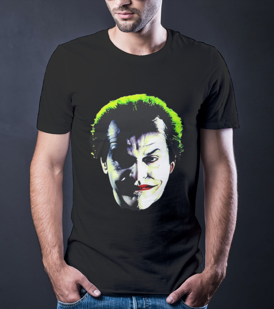 Jack Nicholson Joker Green Hair Batman Villain Face T-Shirt