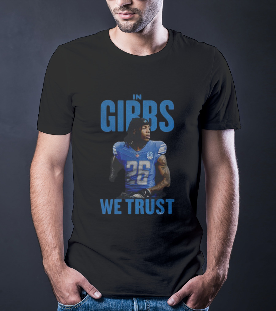 Jahmyr Gibbs Detroit Lions In Gibbs We Trust NFL Football 2025 Player 26 T-Shirt