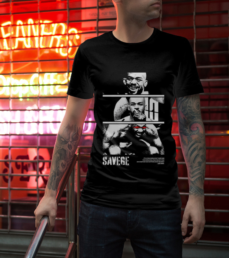 Jones Jones Savage Red Glove Fighter Portrait T-Shirt