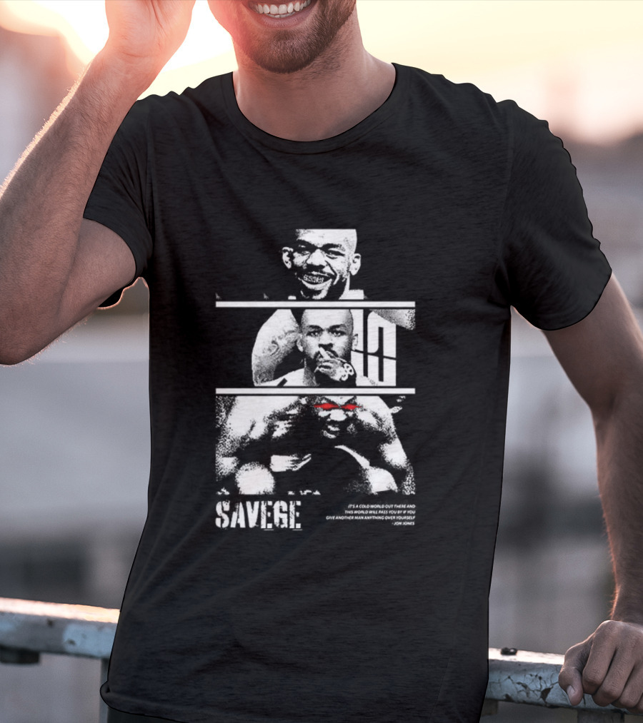 Jones Jones Savage Red Glove Fighter Portrait T-Shirt