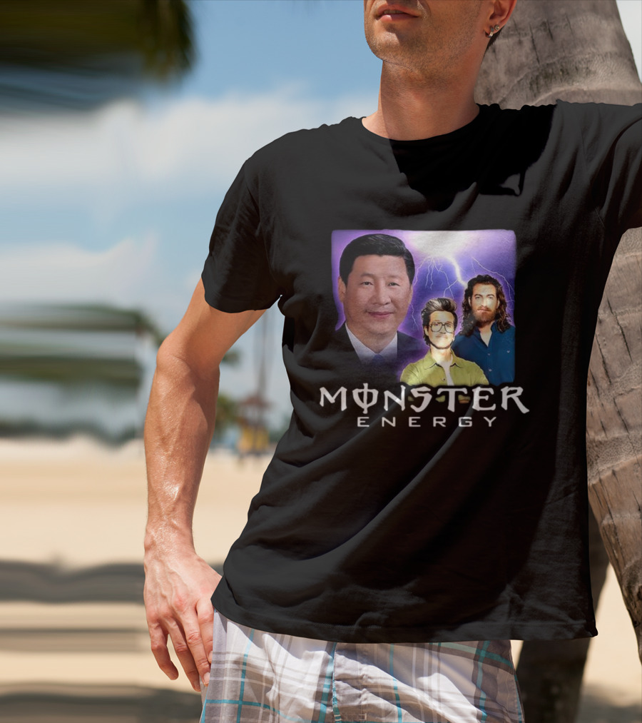 Monster Energy Meme With Lightning And Three Figures T-Shirt