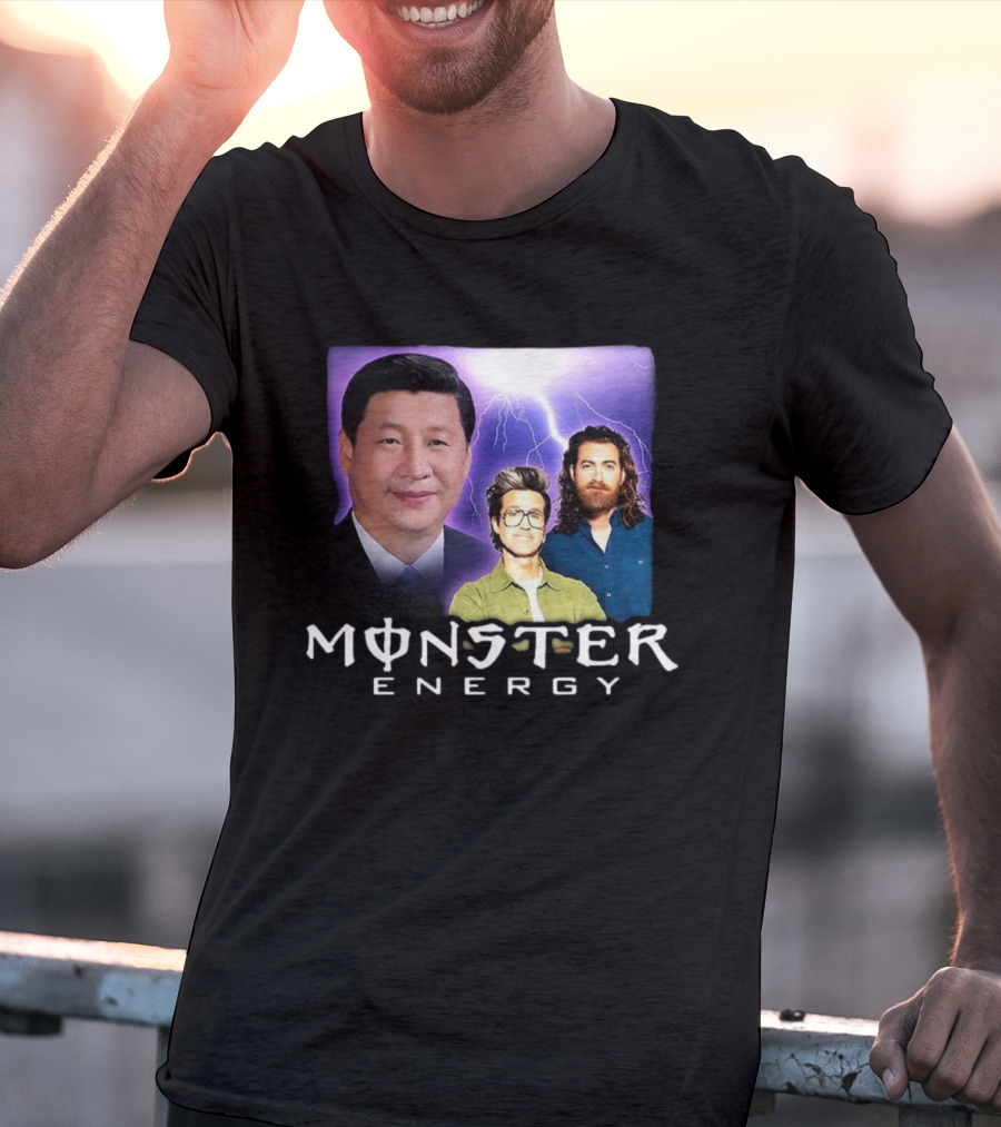 Monster Energy Meme With Lightning And Three Figures T-Shirt