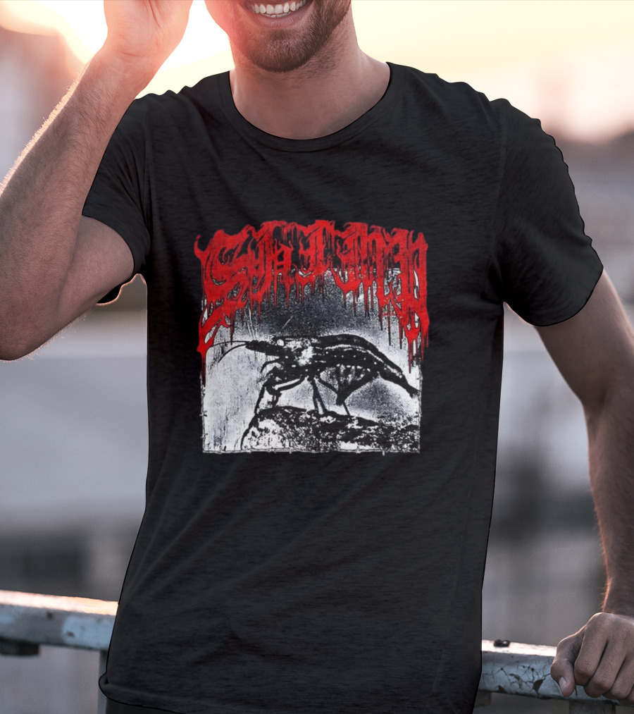 Death Metal Shrimp Lover Retro Horror Style T-Shirt
