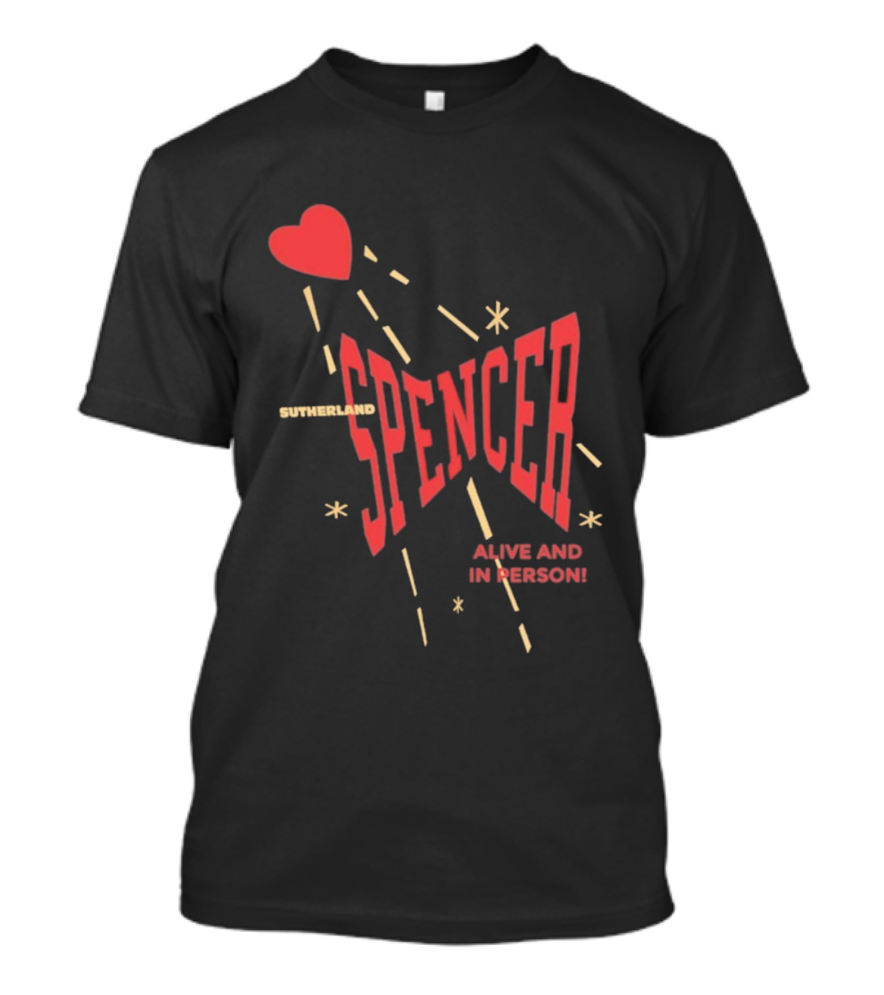 Spencer Sutherland Alive And In Person Heart Icon Red Text Style T-Shirt