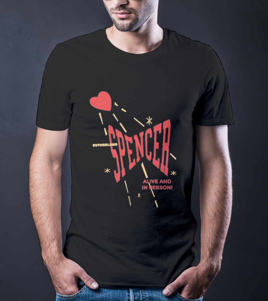 Spencer Sutherland Alive And In Person Heart Icon Red Text Style T-Shirt