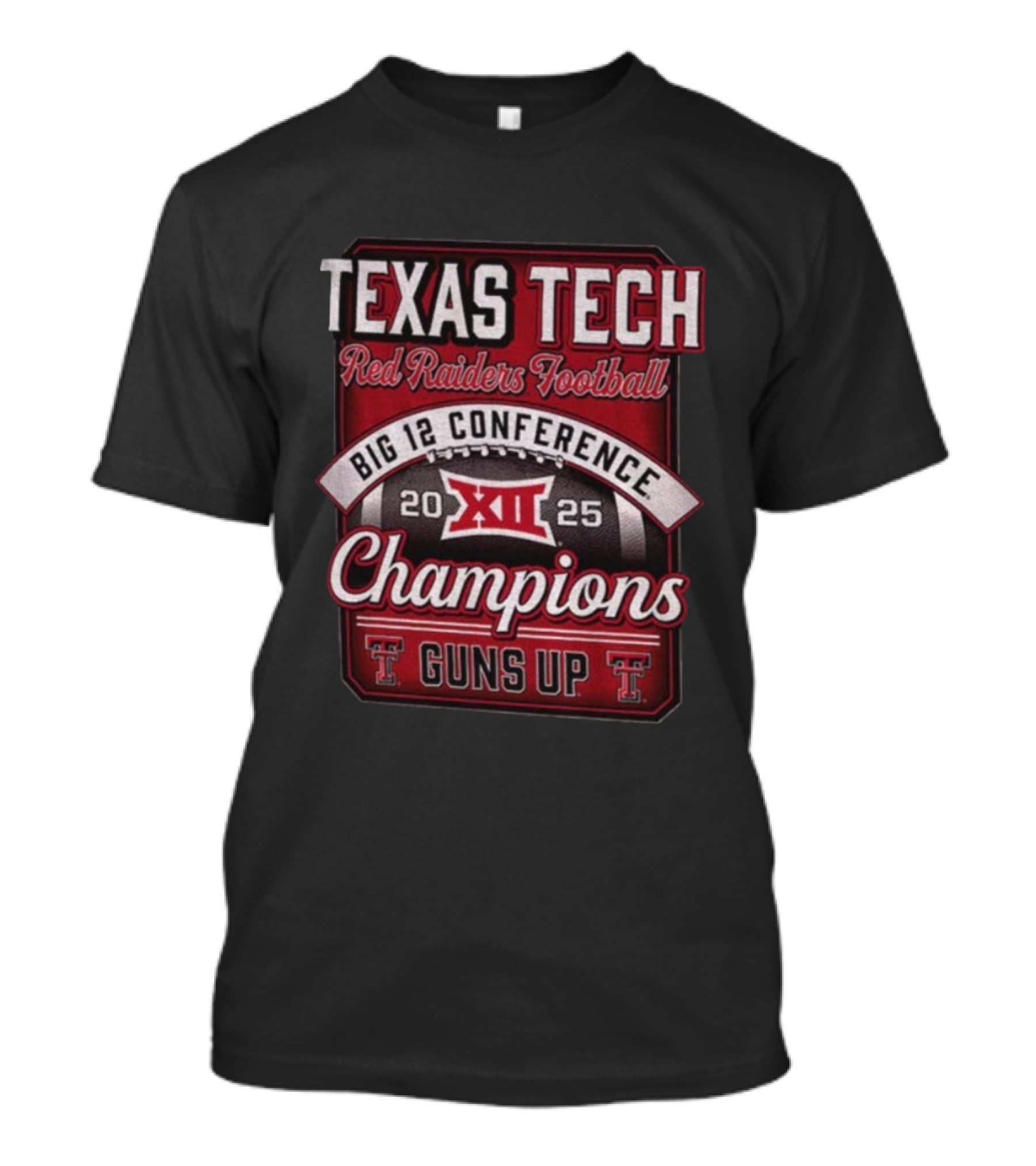 Texas Tech Red Raiders Football Big 12 Conference 2025 Champions Guns Up T-Shirt