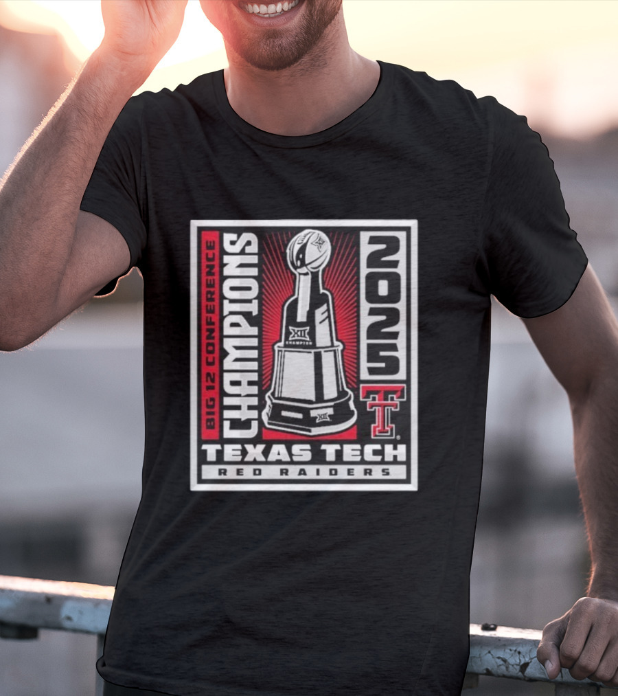 Texas Tech Red Raiders 2025 Big 12 Conference Champions Trophy Winner T-Shirt