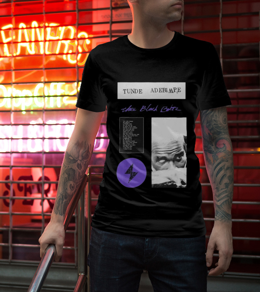 Tunde Adebimpe Thee Black Boltz Just Above Thunder Purple Lightning T-Shirt