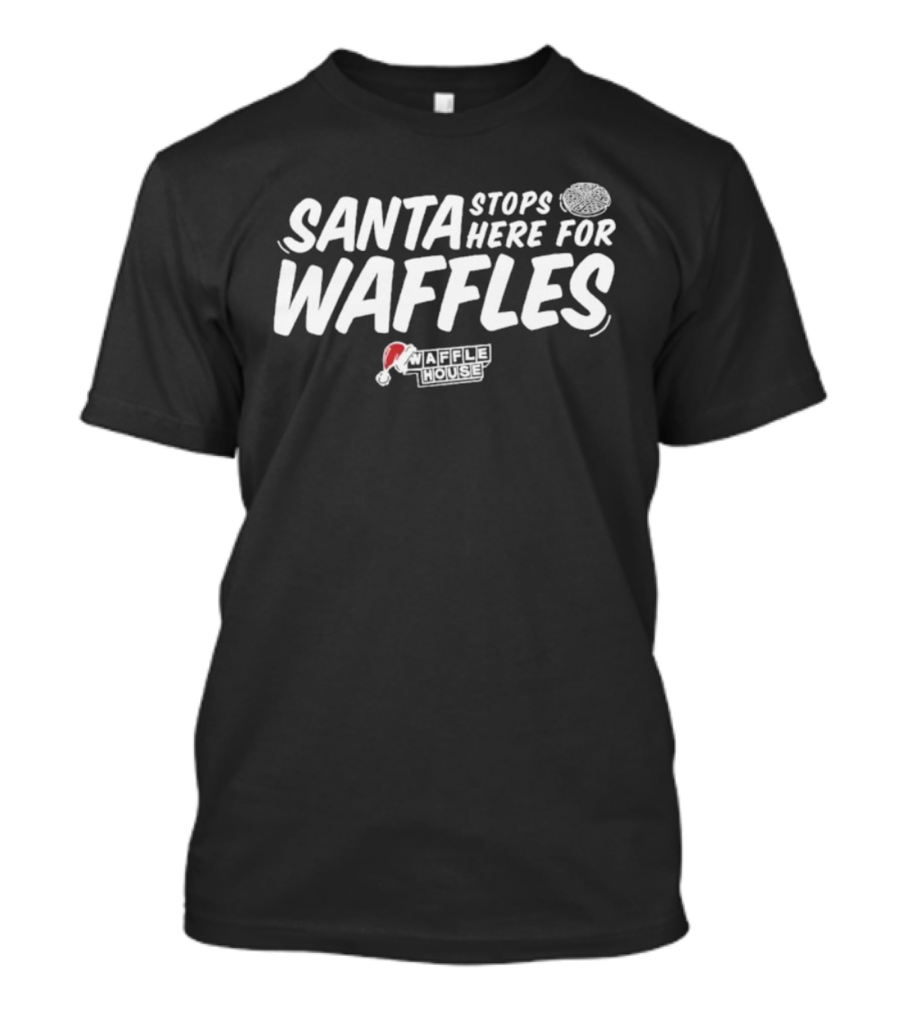 Santa Stops Here For Waffles Waffle House Christmas T-Shirt