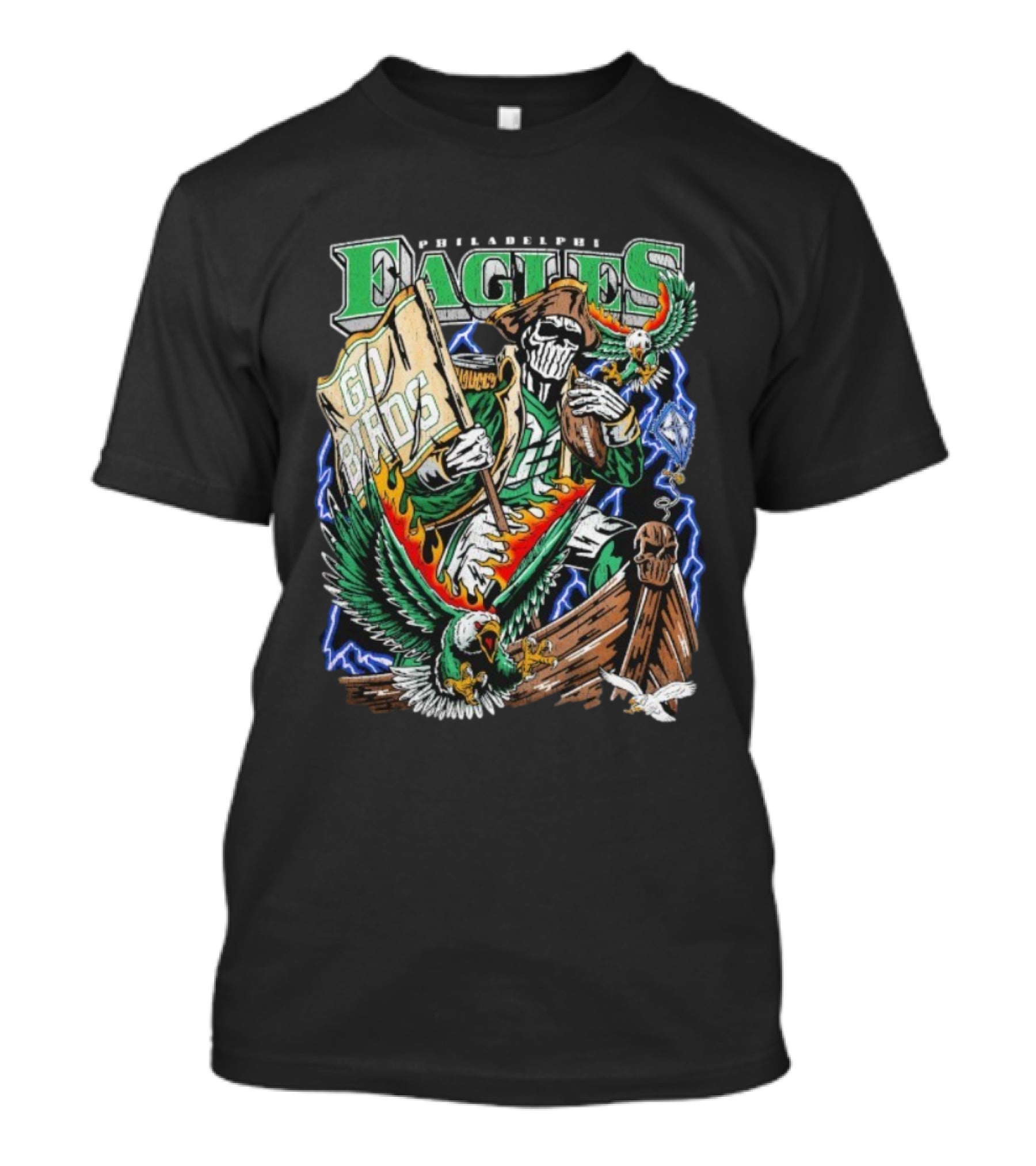 Philadelphia Eagles Go Birds Warren Lotas Skeleton Pirate Theme T-Shirt
