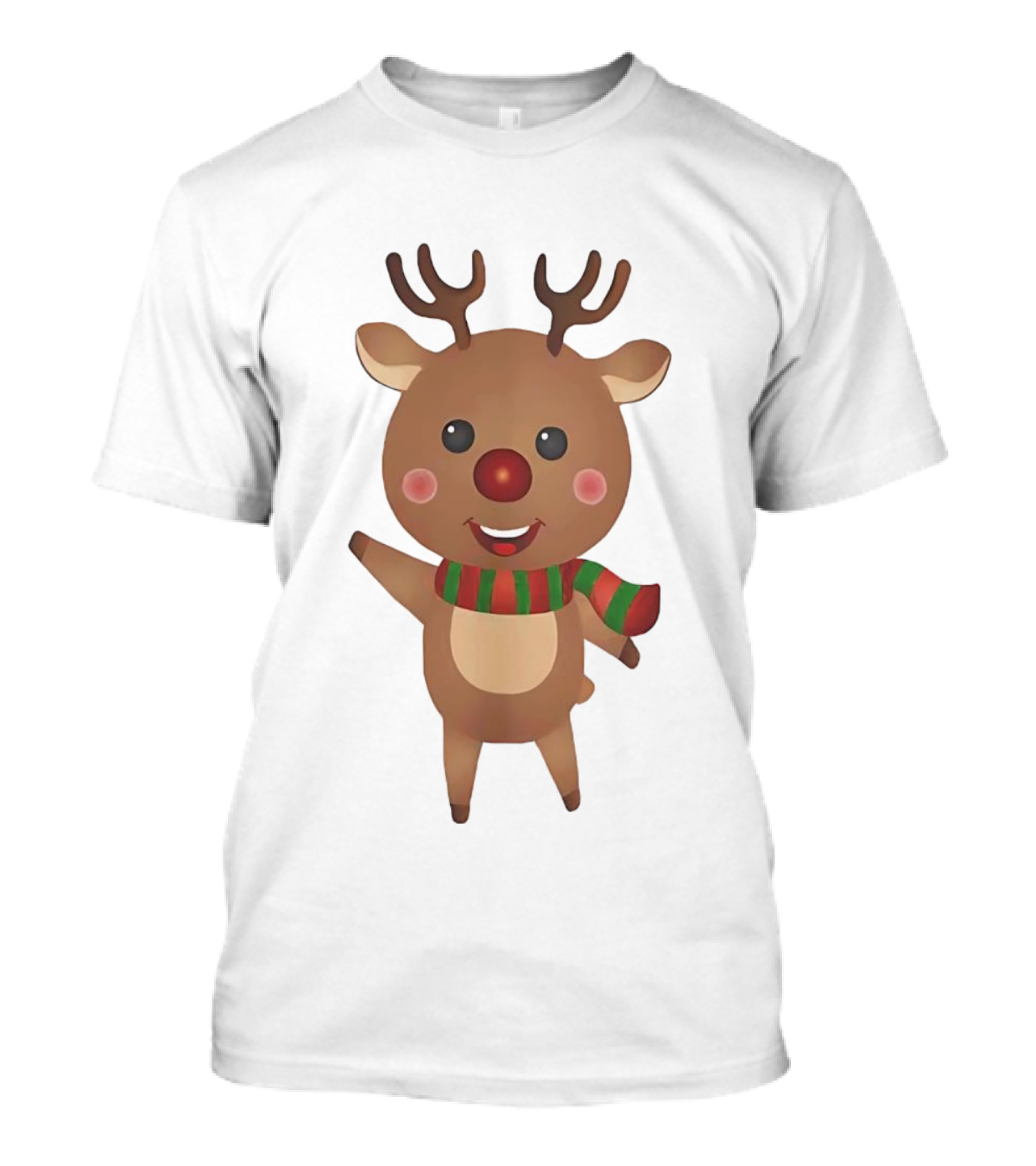 Rudolph Reindeer Christmas Cute Cartoon Scarf T-Shirt