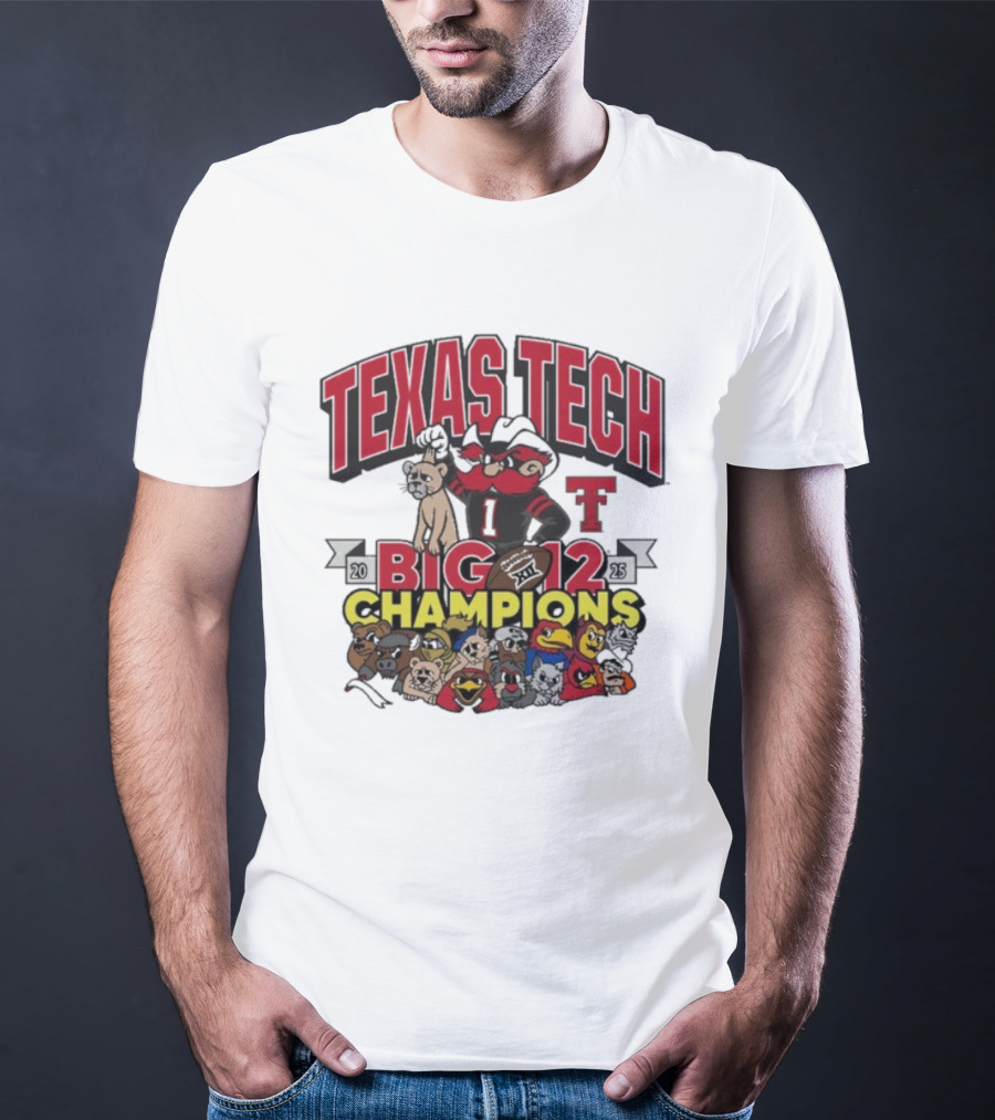 Texas Tech Red Raiders Big 12 Champions 2025 Victory Over BYU Cougars Mascot Celebration T-Shirt