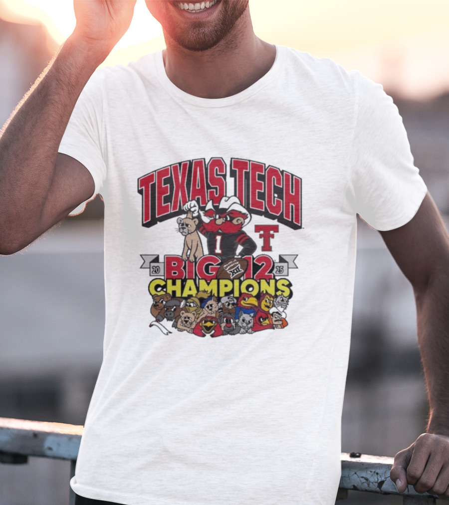 Texas Tech Red Raiders Big 12 Champions 2025 Victory Over BYU Cougars Mascot Celebration T-Shirt