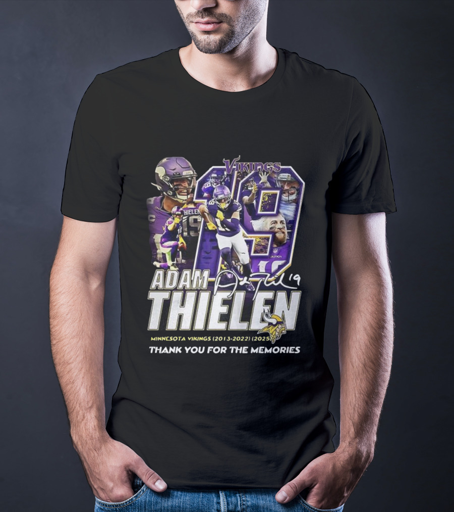 Adam Thielen Vikings 19 Minnesota Memories Signature 2013-2022 T-Shirt