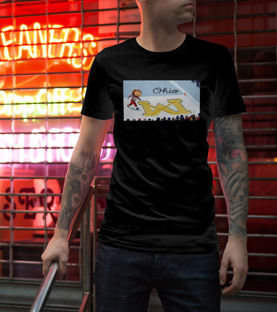 Ohio Brutus Sports Rivalry Crossing Out Michigan Icon M Football Game Scene T-Shirt