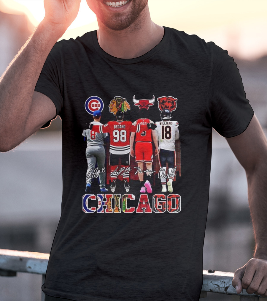 Chicago Blackhawks Bulls Bears Cubs Bedard Players Signature Collection T-Shirt
