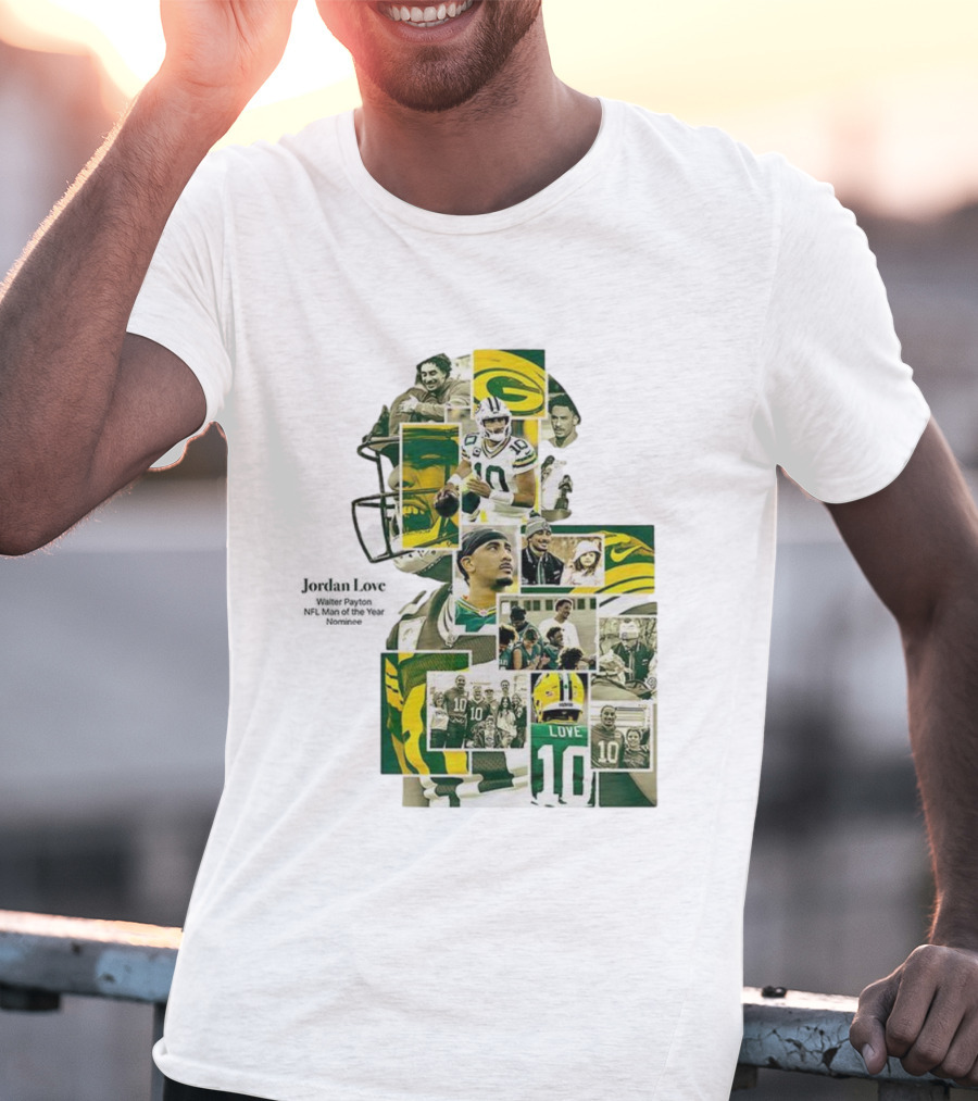 Jordan Love Green Bay Packers NFL Man Of The Year Nominee Collage T-Shirt