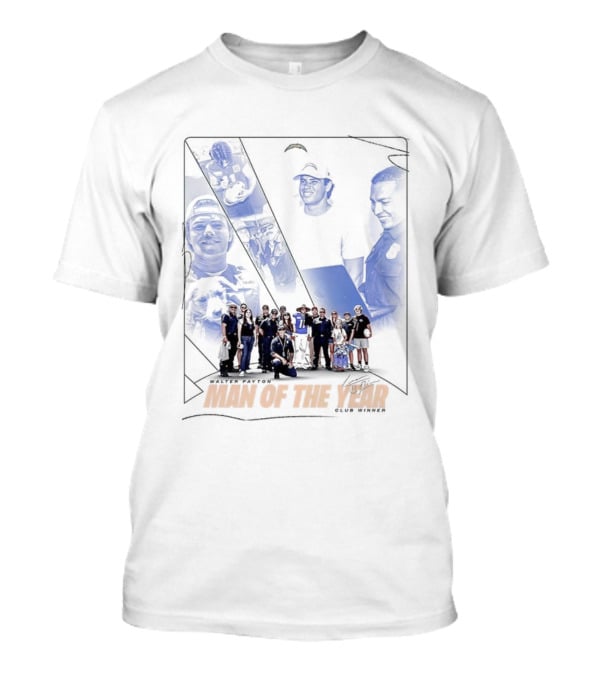 Los Angeles Chargers Man Of The Year Signature Team Celebration With Faces T-Shirt