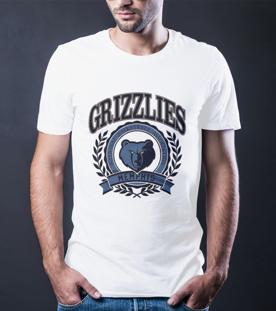 Memphis Grizzlies National Basketball Association Laurel Wreath Frame Retro T-Shirt
