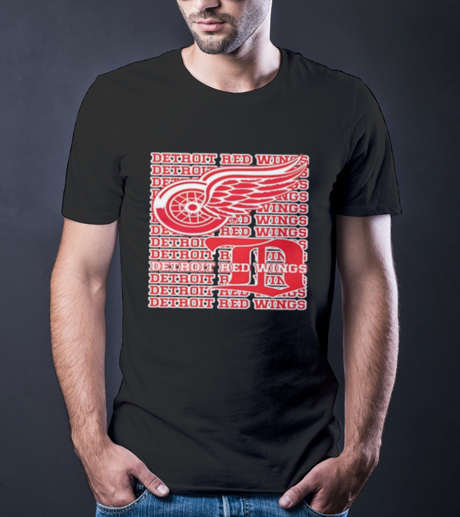 Detroit Red Wings Iconic Winged Wheel Logo Detroit D Red Wings Win T-Shirt