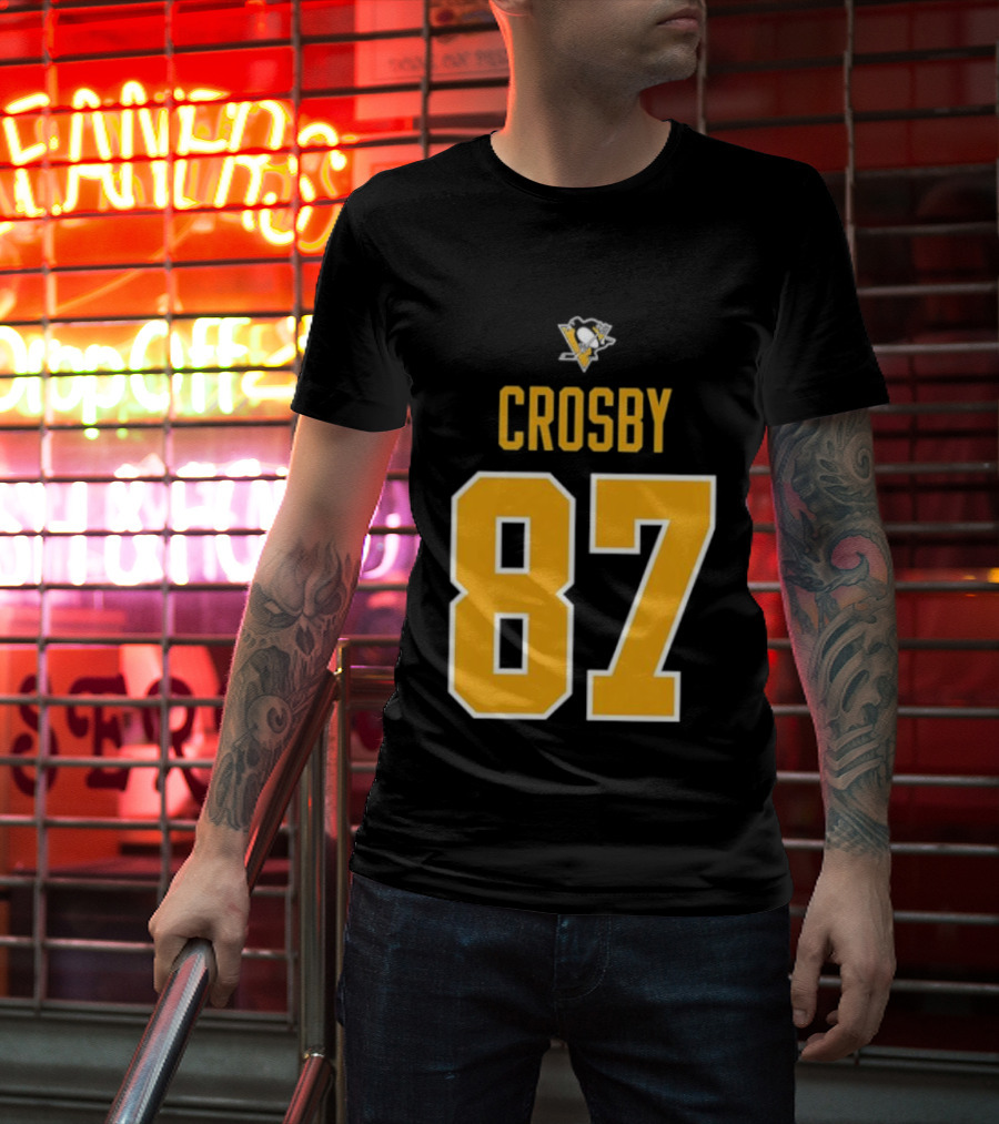 Crosby 87 Black Pittsburgh Penguins Stylish T-Shirt