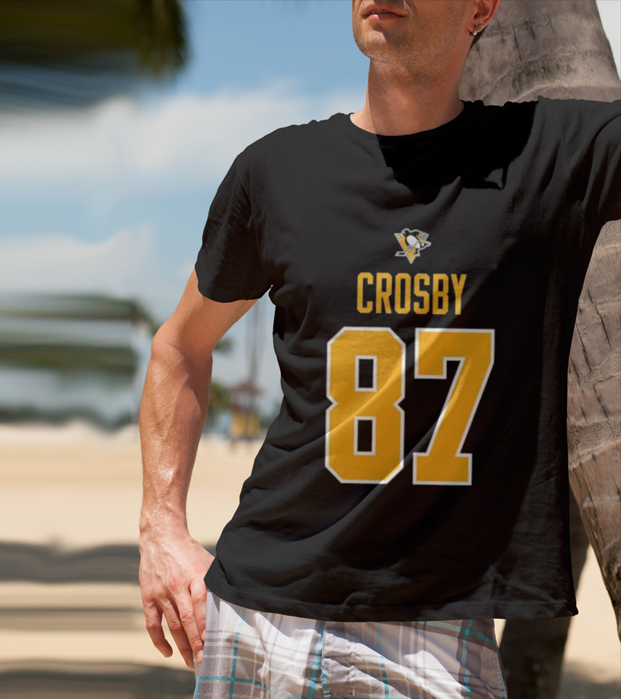 Crosby 87 Black Pittsburgh Penguins Stylish T-Shirt