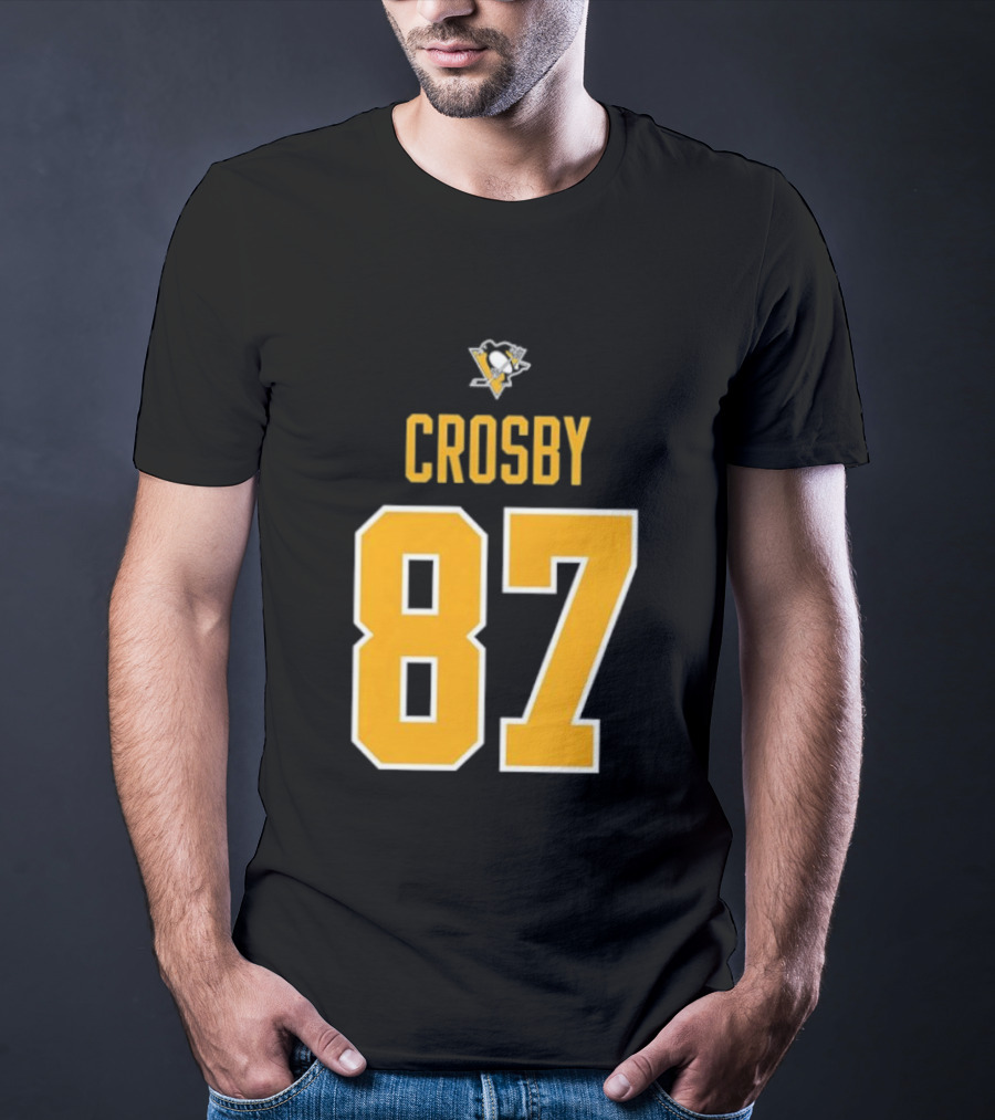 Crosby 87 Black Pittsburgh Penguins Stylish T-Shirt