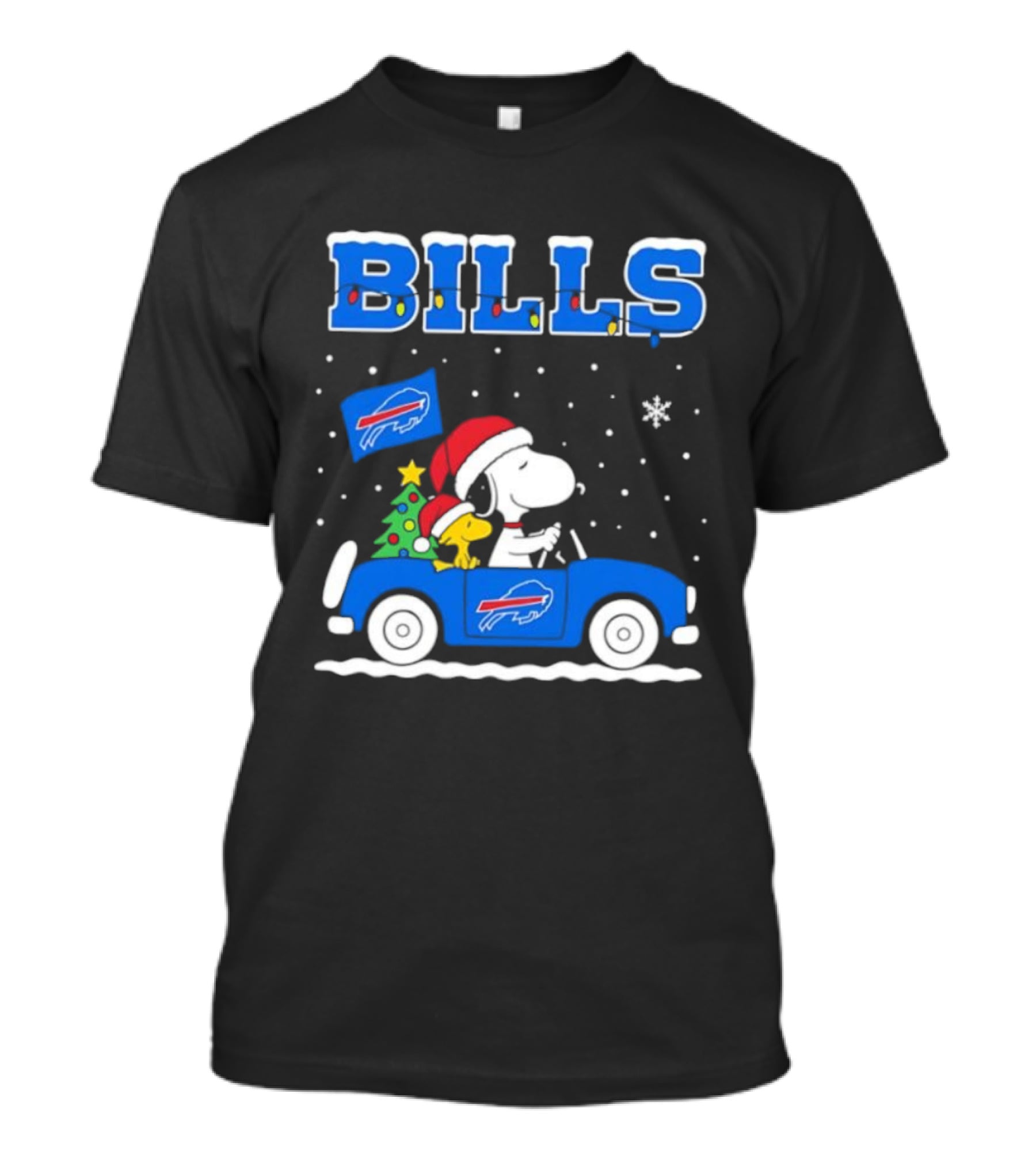 Buffalo Bills Christmas Snoopy Woodstock Santa Car Holiday Snow T-Shirt