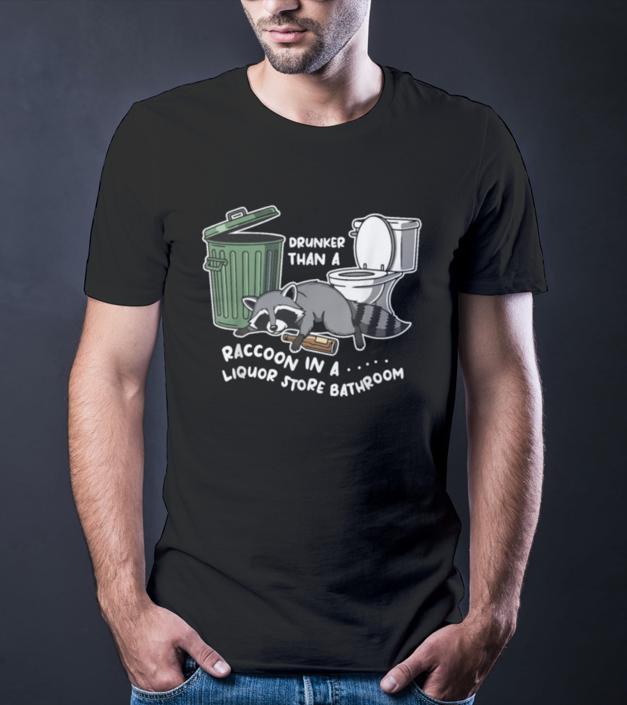 Raccoon In A Liquor Store Bathroom Trashcan Toilet Humor T-Shirt