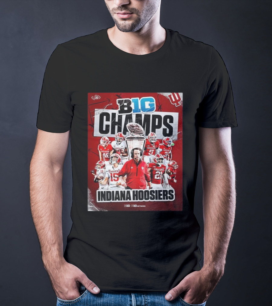 B1G Champs Indiana Hoosiers Football Team 2025 Victory T-Shirt