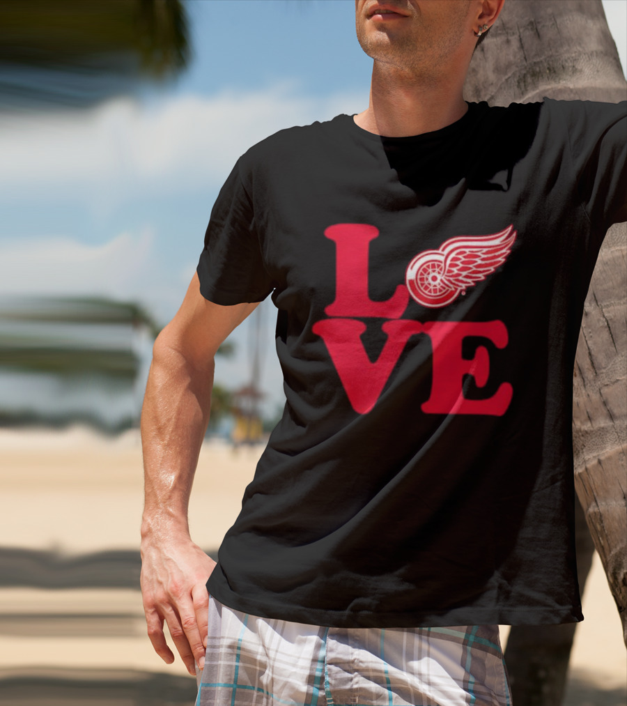 LOVE Detroit Red Wings Red Wings Stylish Iconic Fan Design T-Shirt
