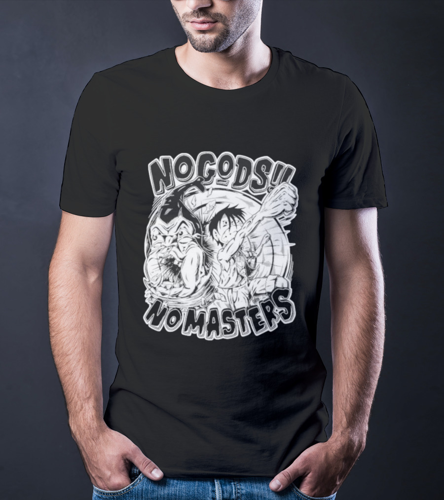 Luffy No Gods No Masters Powerful Artwork T-Shirt