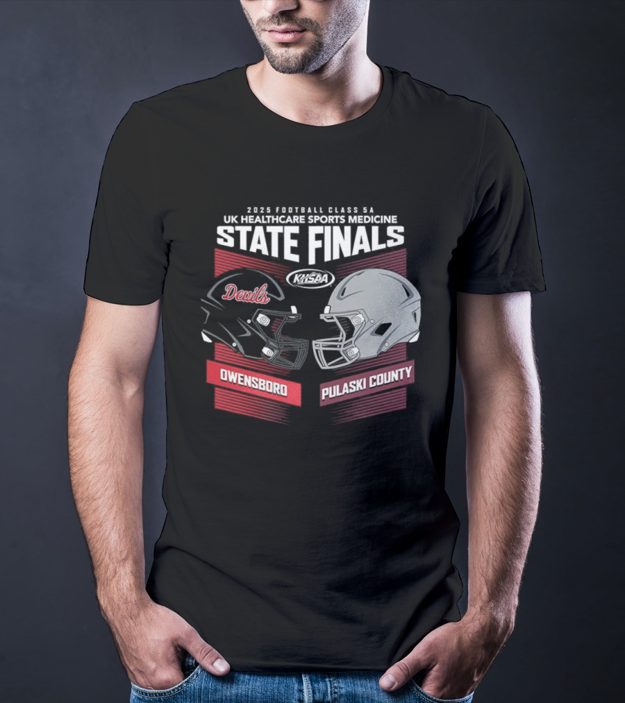 Owensboro Devils Vs Pulaski County 2025 KHSAA State Finals Football Helmets UK Kroger Field T-Shirt