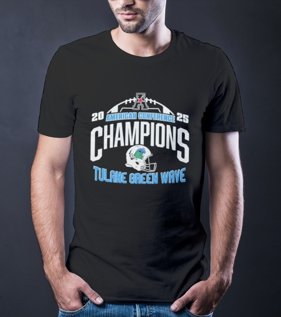 2023 American Conference Champions Tulane Green Wave Football T-Shirt