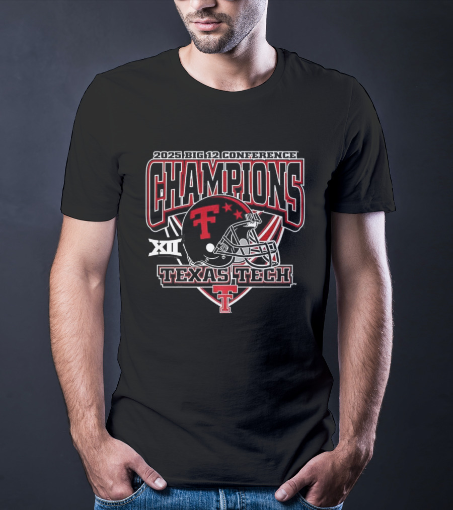 Texas Tech Red Raiders 2025 Big 12 Champions Helmet T-Shirt