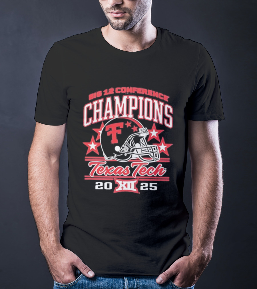 Texas Tech Red Raiders 2025 Big 12 Champions Football Helmet T-Shirt