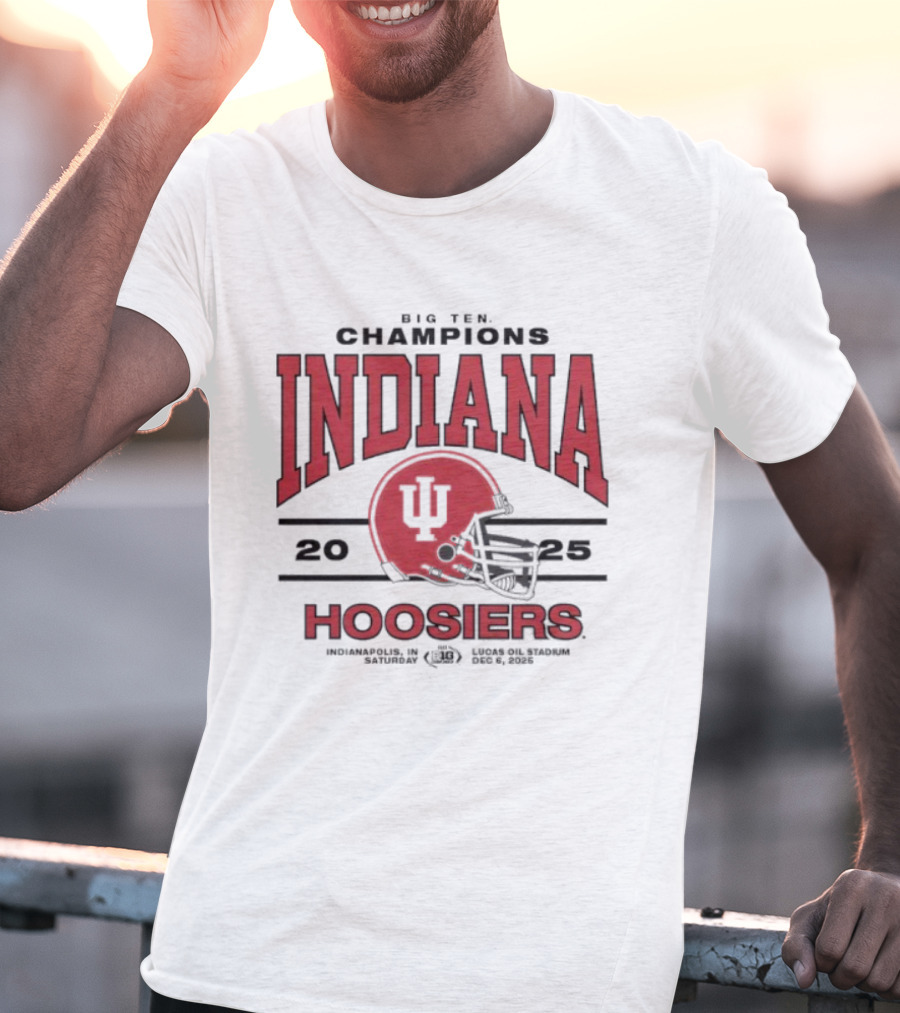 Indiana Hoosiers 2025 Big Ten Champions Football Helmet T-Shirt