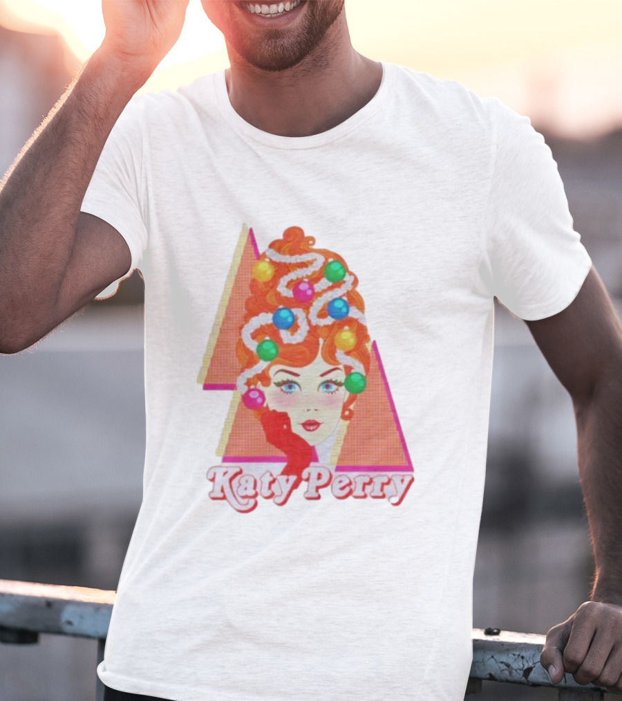 Katy Perry Christmas Candy Hair Design Merch T-Shirt