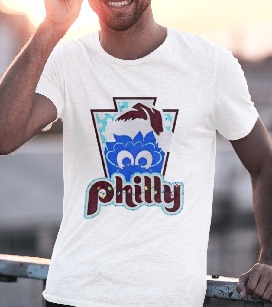 Philly Phanatic Santa Hat Christmas Philadelphia Phillies Holiday Fan Gear T-Shirt