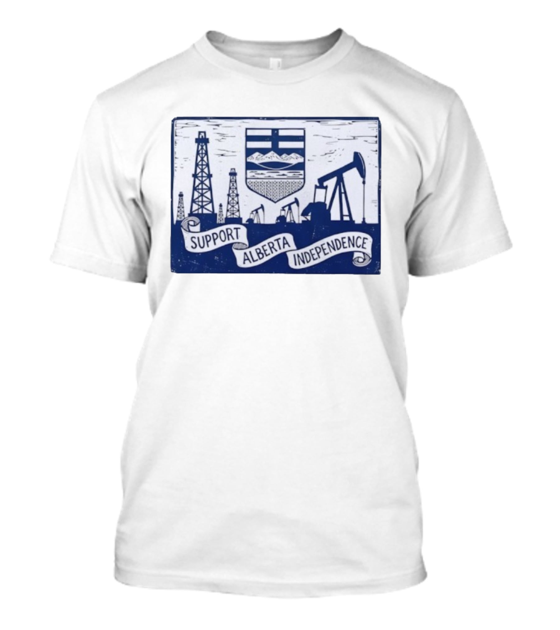 Support Alberta Independence Oil Rigs And Provincial Flag Symbol T-Shirt