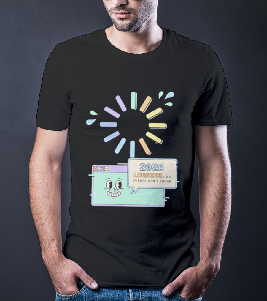 2026 Loading Please Don’t Crash Fun Pixel Art Countdown Graphic T-Shirt