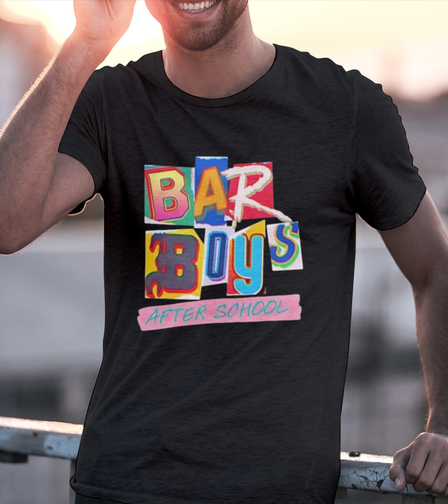 Bar Boys After School Retro Colorful Text Design T-Shirt
