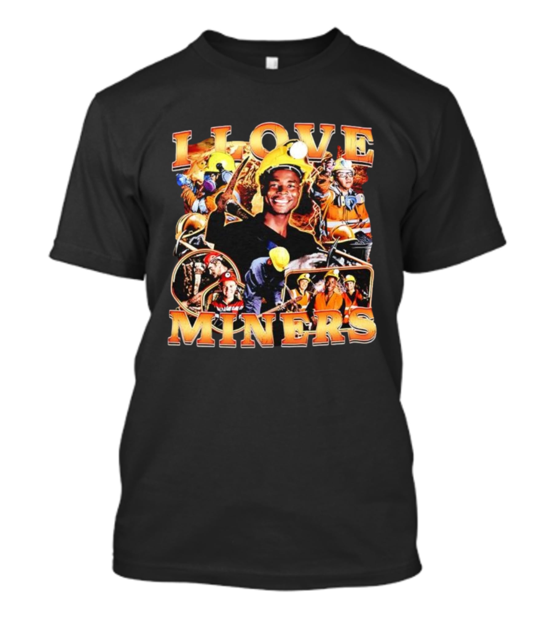I Love Miners Yellow Helmet Smiling Workers T-Shirt