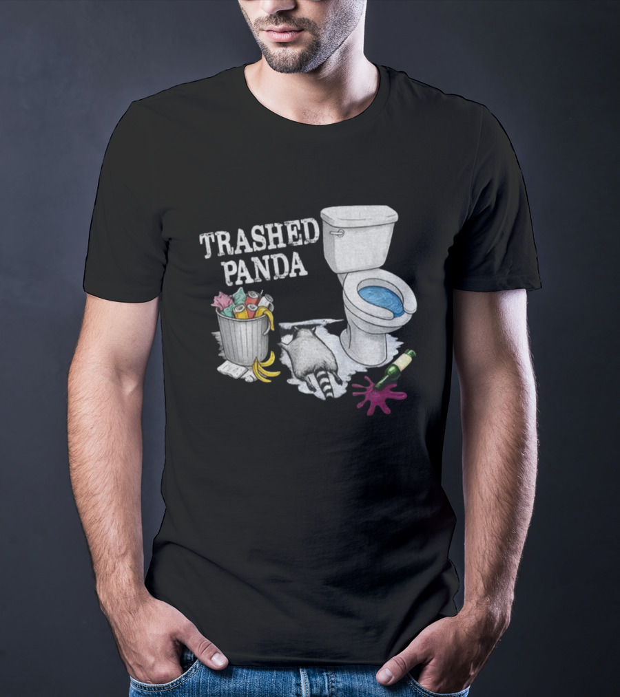 Trashed Panda Drunk Raccoon Party Animal Joke Toilet Humor T-Shirt