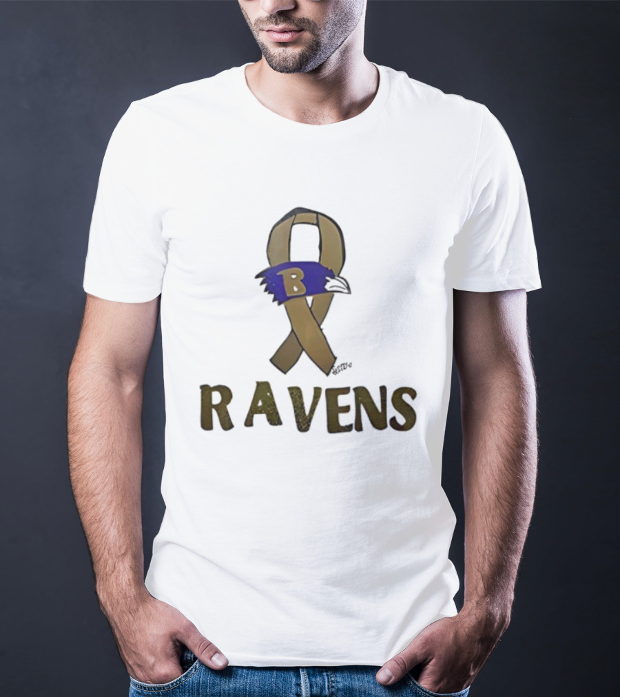 Baltimore Ravens Ribbon B Logo Fan Apparel Ravens NFL Team T-Shirt
