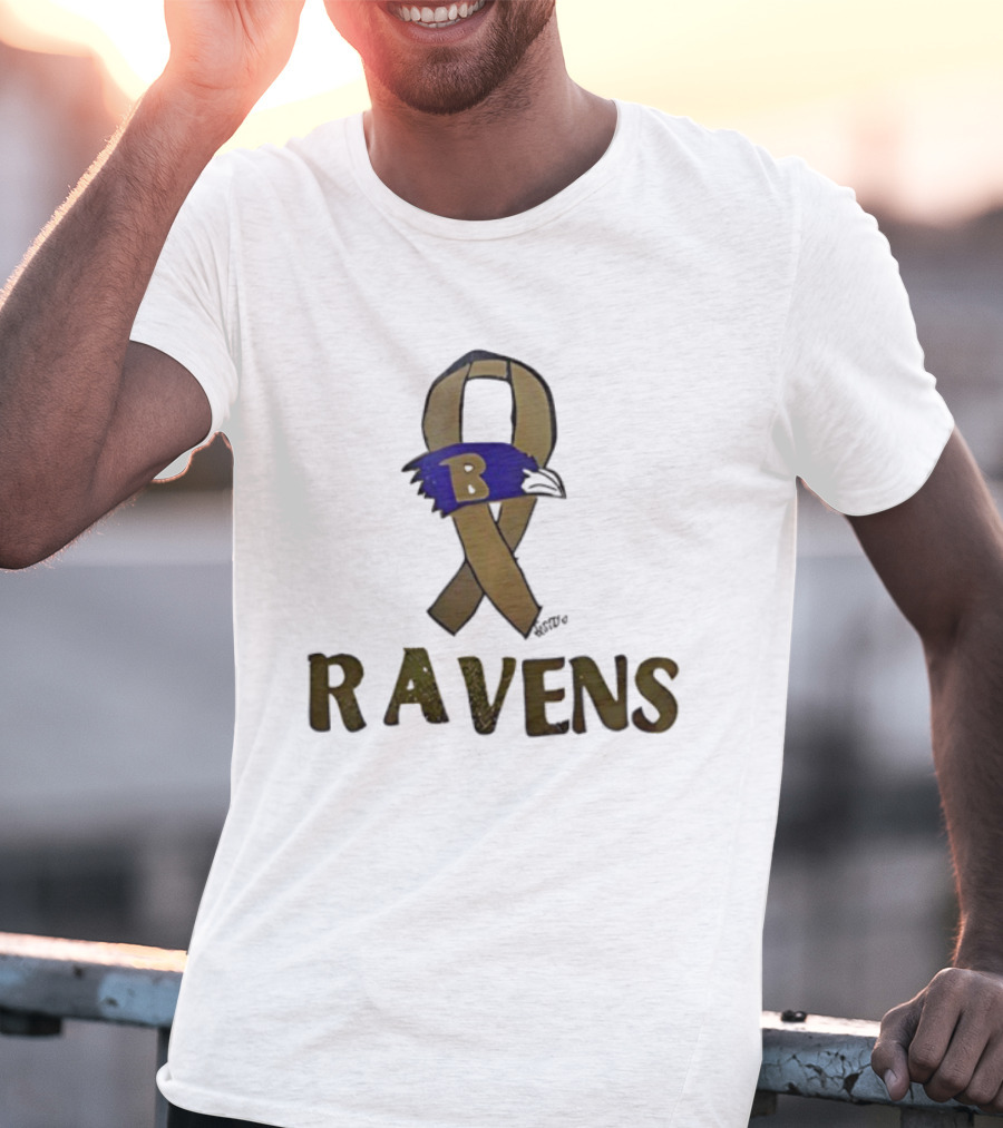 Baltimore Ravens Ribbon B Logo Fan Apparel Ravens NFL Team T-Shirt