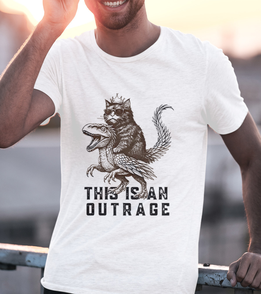 Dungeon Crawler Carl This Is An Outrage Cat Riding Dinosaur T-Shirt