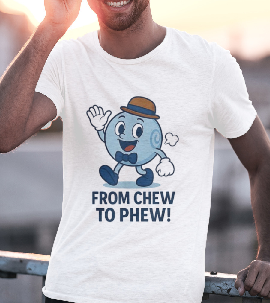 From Chew To Phew Science Mascot With Hat Bowtie And Shoes T-Shirt