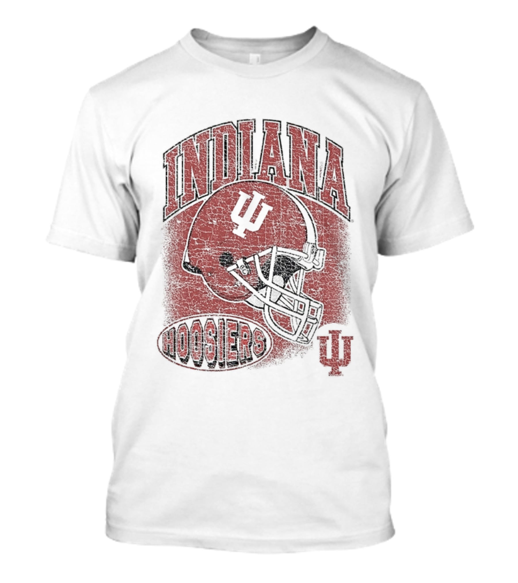 Indiana Hoosiers Vintage Football Helmet IU Curved Letters T-Shirt